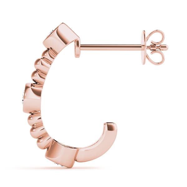 Bezel Set J-Hoop Earrings (0.9 ct. tw.), Side view in rose gold