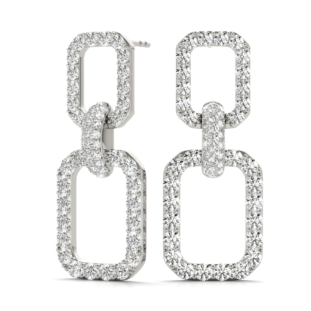 Chain Link Drop Fashion Earrings (1.03 ct. tw.), Angle view in white gold or platinum