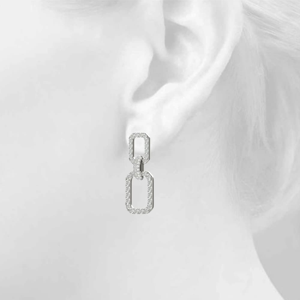 Chain Link Drop Fashion Earrings (1.03 ct. tw.), Top view in white gold or platinum