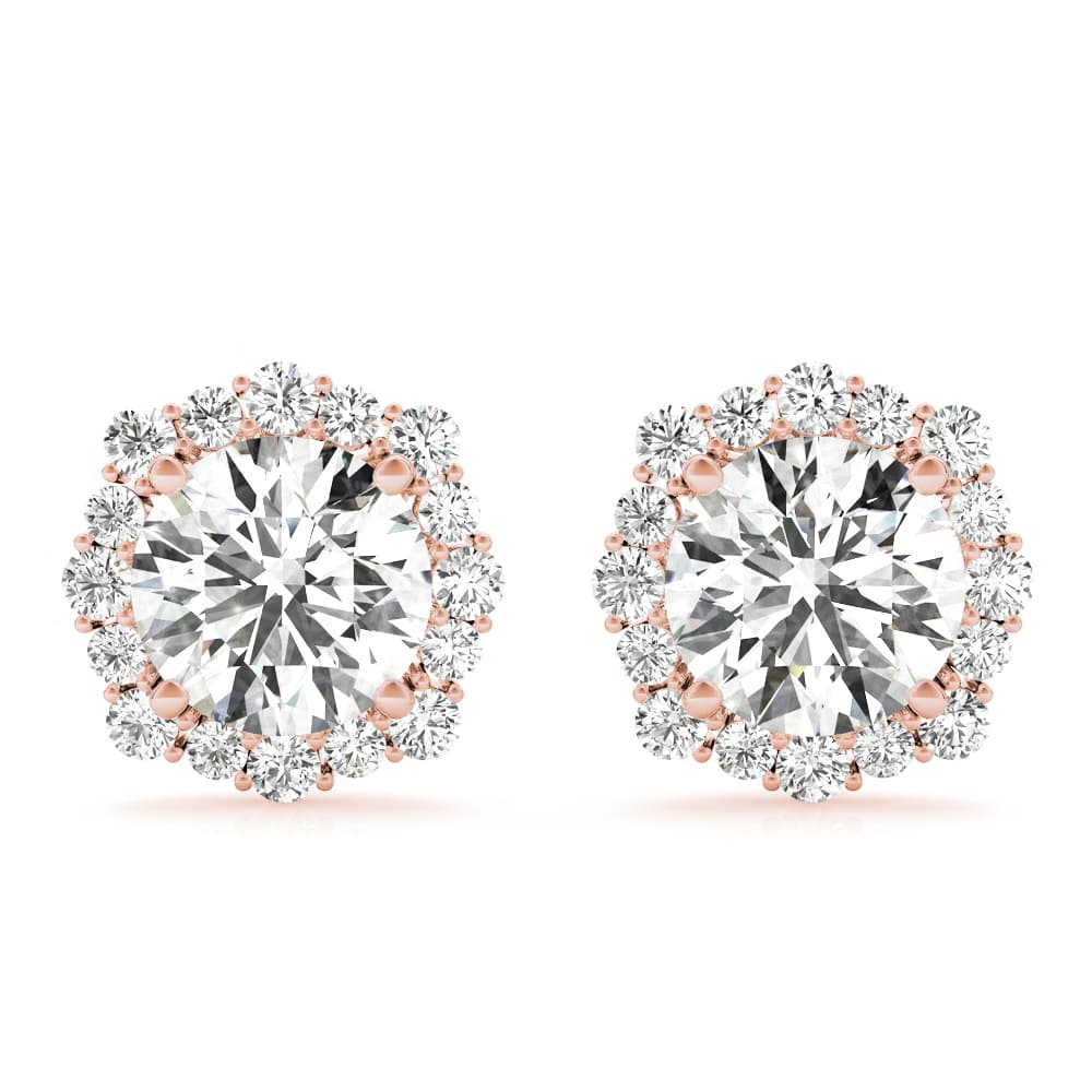 Floral Halo Studs Earrings (0.2 ct. tw.), Front view in rose gold