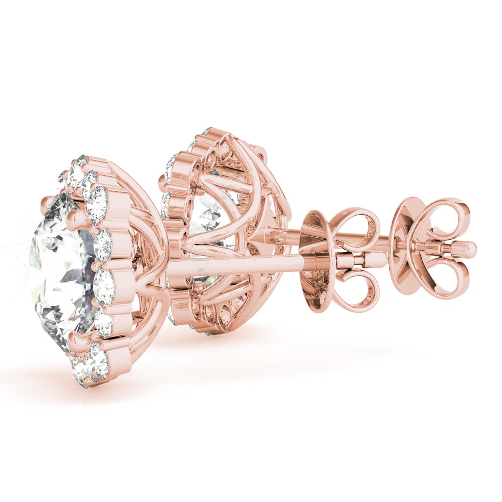 Floral Halo Studs Earrings (0.2 ct. tw.), Angle view in rose gold