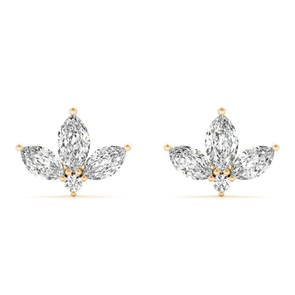 Marquise Floral Earrings (0.44 ct. tw.), Front view in yellow gold