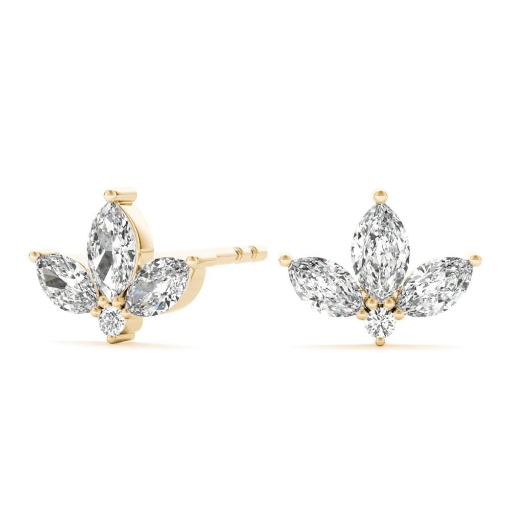 Marquise Floral Earrings (0.44 ct. tw.), On hand view in yellow gold