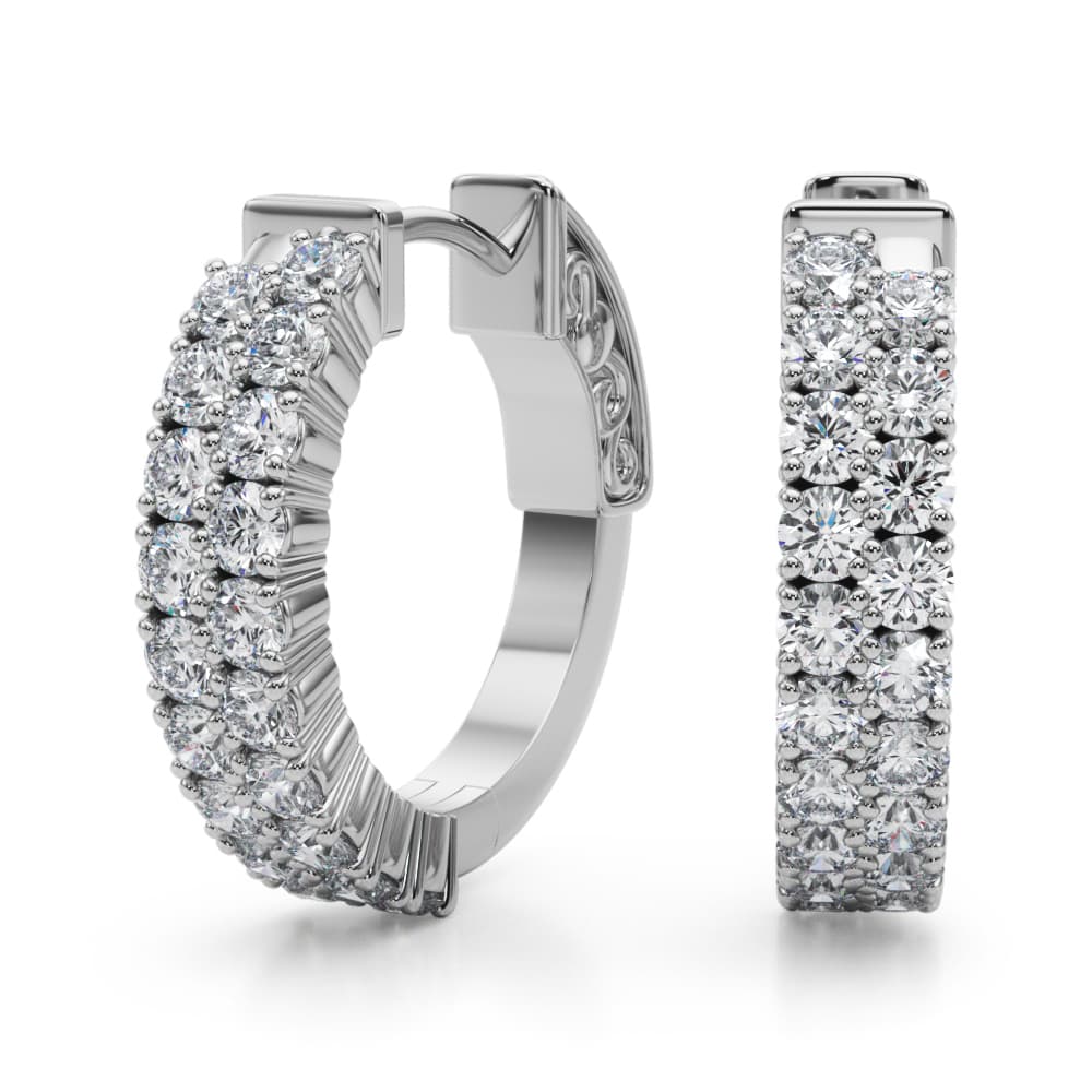 Double Row Pavé Vault Lock Hoop Earrings — .50 — View 1