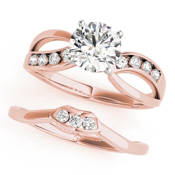 Channel Set Bypass Peg Head Engagement Ring, style 50013, On hand view in rose gold