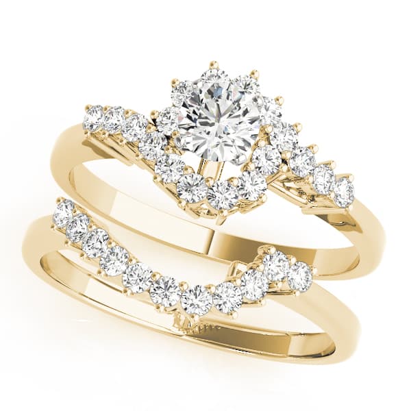Bypass Halo Peg Head Engagement Ring, style 50088, On hand view in yellow gold