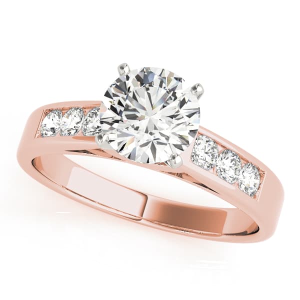 Single Row Channel Set Peg Head Engagement Ring, style 50180, Front view in rose gold