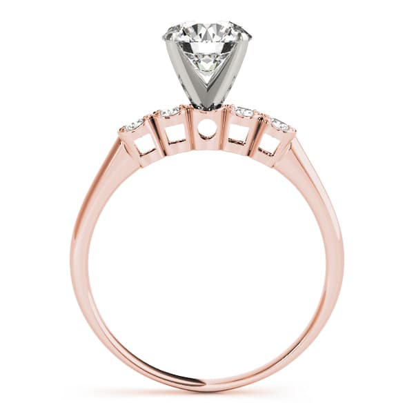 Single Row Prong Set Peg Head Setting, style 50222, Side view in rose gold