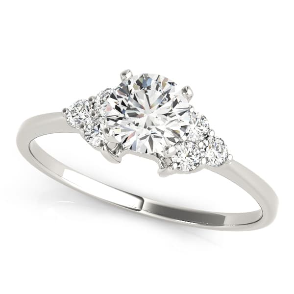 Cluster Side Peg Head Engagement Ring — style 50240 in 10k White Gold
