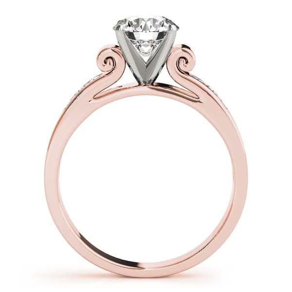 Single Row Channel Set Peg Head Engagement Ring, style 50257, Side view in rose gold