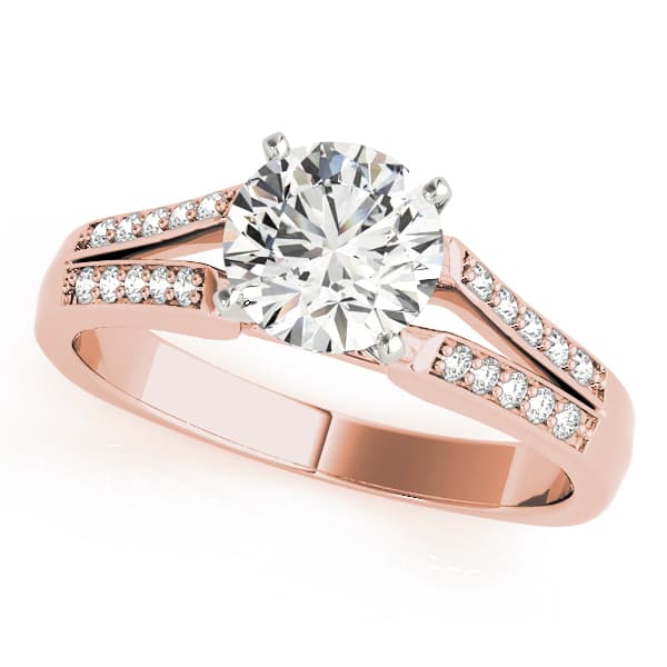 Split Shank Peg Head Engagement Ring, style 50262, Front view in rose gold