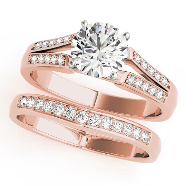 Split Shank Peg Head Engagement Ring, style 50262, On hand view in rose gold