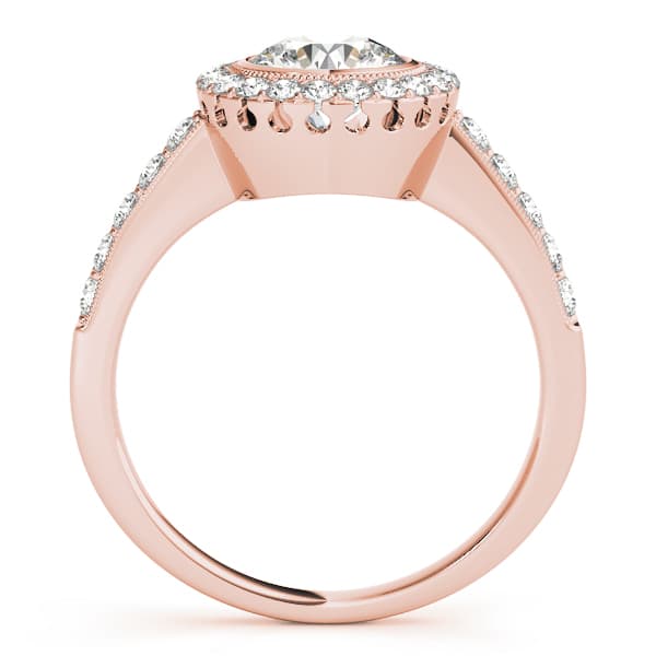 Halo Round Engagement Ring, style 50282, Side view in rose gold