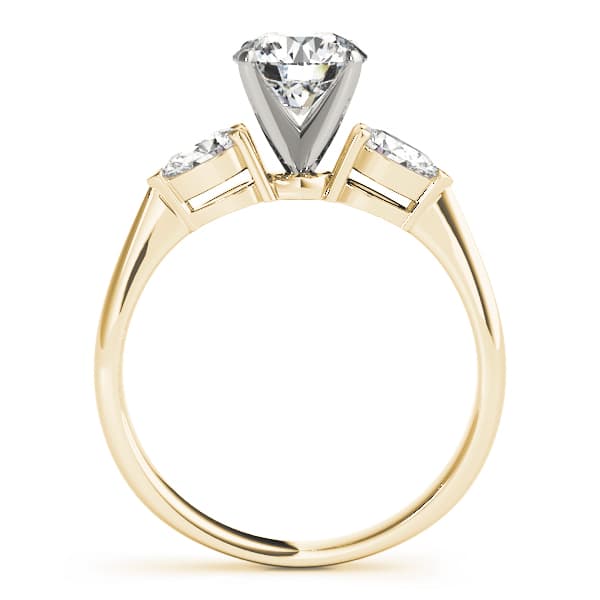 Pear Accent Three-Stone Engagement Ring, style 50309, Side view in yellow gold