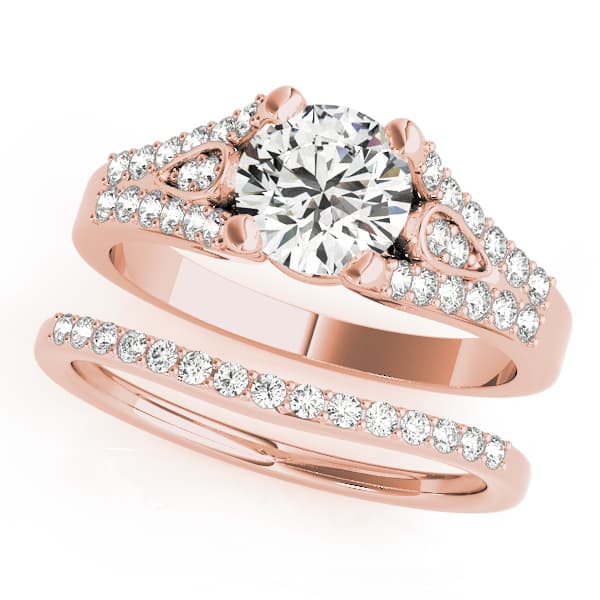 Multi-Row Engagement Ring, style 50340, On hand view in rose gold