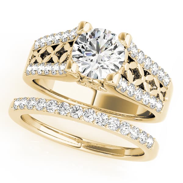 Multi-Row Engagement Ring, style 50346, On hand view in yellow gold