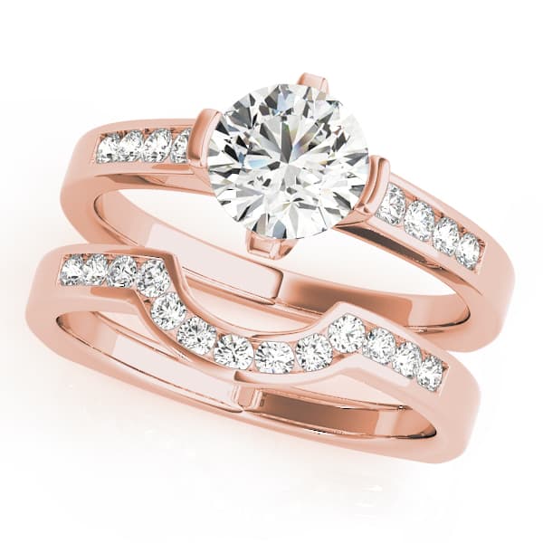 Channel Set Single Row Engagement Ring, style 50364, On hand view in rose gold