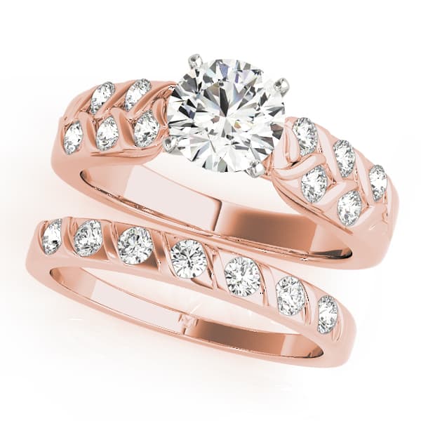 Multi-Row Engagement Ring, style 50366, On hand view in rose gold