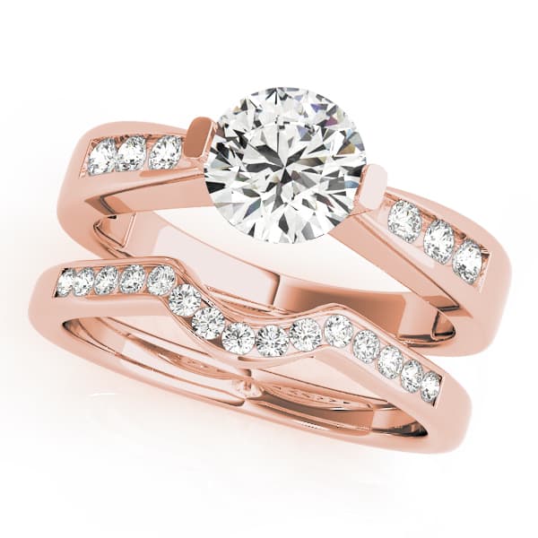 Channel Set Single Row Engagement Ring, style 50373, On hand view in rose gold