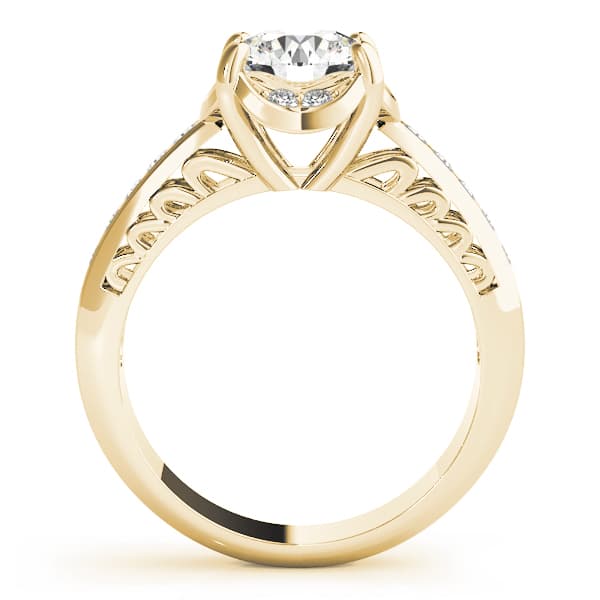 Single Row Prong Engagement Ring, style 50376, Side view in yellow gold