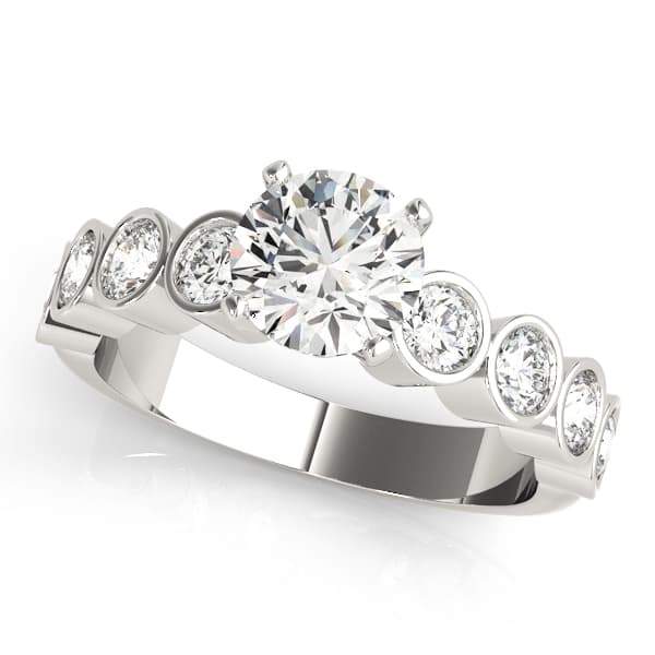 ENGAGEMENT RINGS SINGLE ROW BEZEL — style 50387 in 10k White Gold