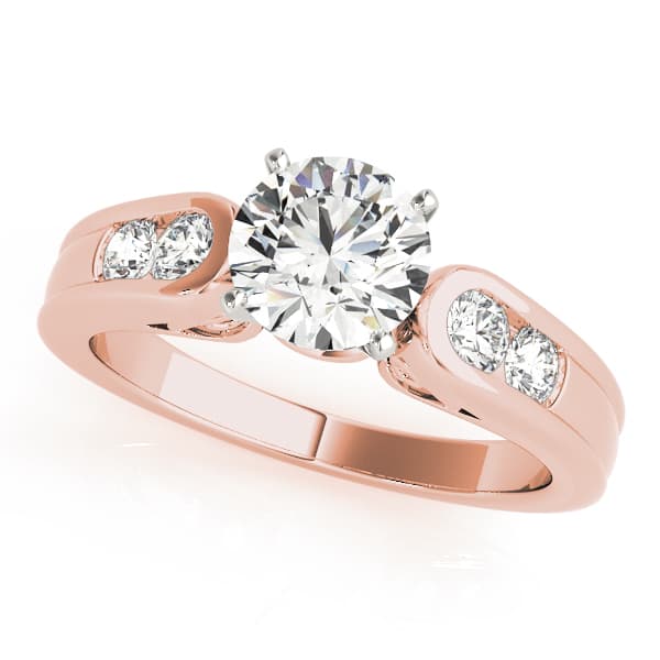 Channel Set Single Row Engagement Ring, style 50404, Front view in rose gold