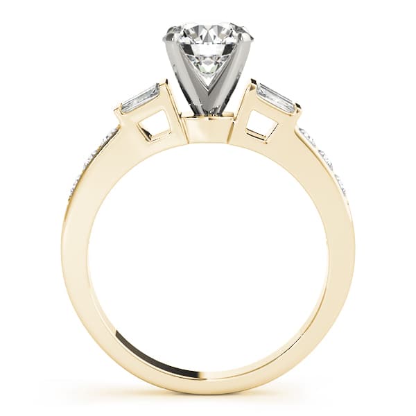 Fancy Shape Baguette Engagement Ring, style 50406, Side view in yellow gold