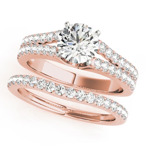 Split Shank Engagement Ring, style 50417, On hand view in rose gold
