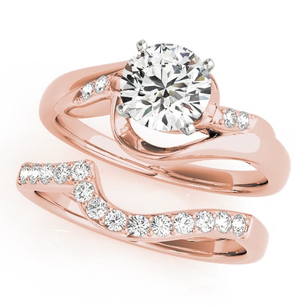 Bypass Swirl Engagement Ring, style 50423, On hand view in rose gold