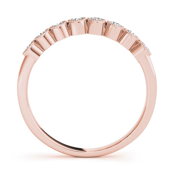 Bezel Set Milgrain Wedding Band (1/4 ct. tw.), Side view in rose gold