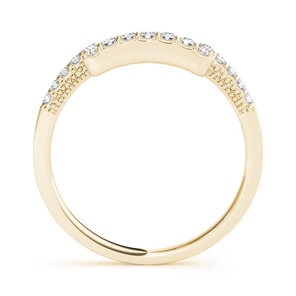 Shared Prong Curved Wedding Bands (0.2 ct. tw.), Side view in yellow gold