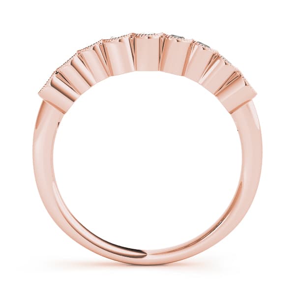 Shared Prong Milgrain Curved Wedding Bands (0.45 ct. tw.), Side view in rose gold