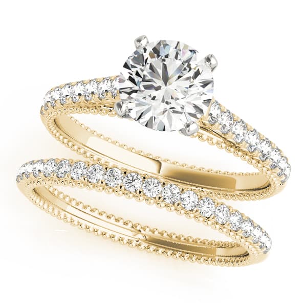 Single Row Prong Set Engagement Ring, style 50513, On hand view in yellow gold