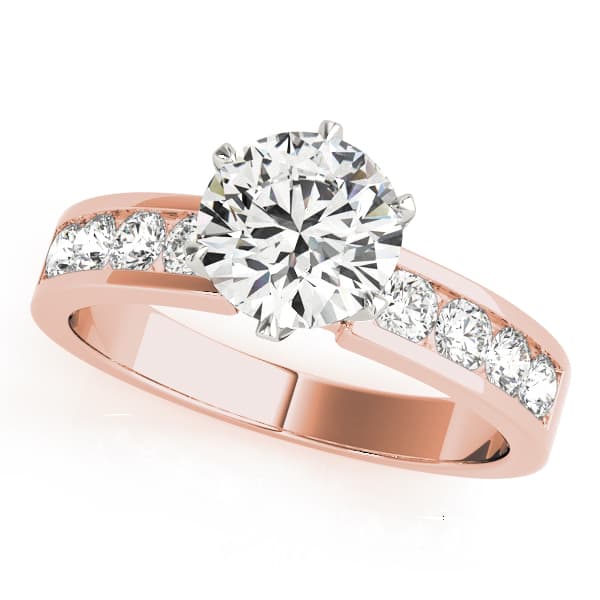 Single Row Channel Set Engagement Ring, style 50520, Front view in rose gold