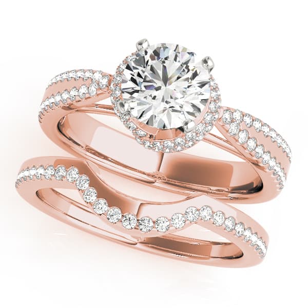 Multi-Row Engagement Ring, style 50527, On hand view in rose gold
