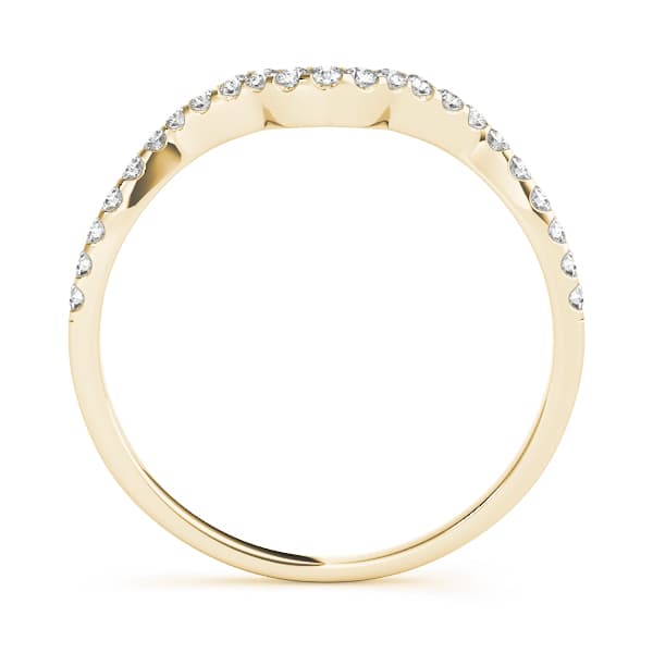 Shared Prong Curved Wedding Ring (0.09 ct. tw.), Side view in yellow gold