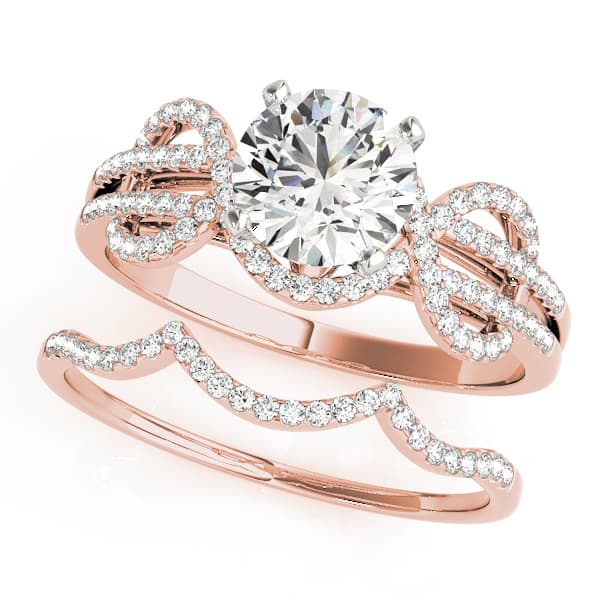 Multi-Row Engagement Ring, style 50539, On hand view in rose gold