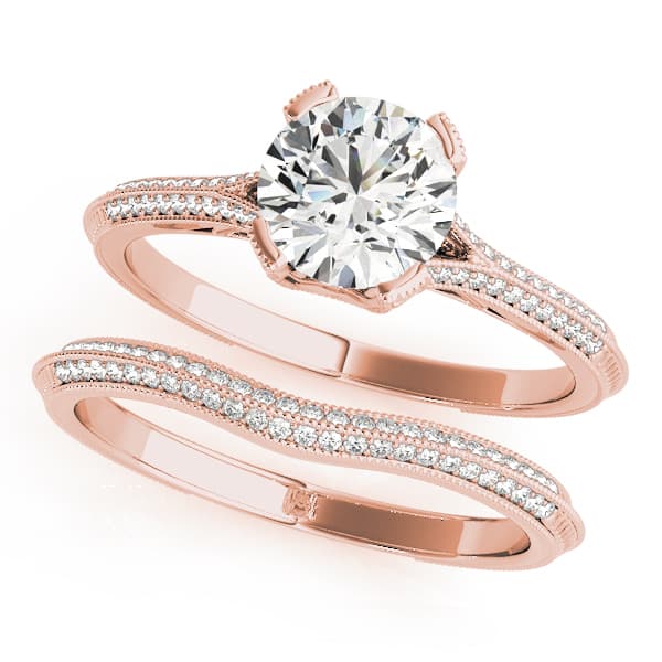 Multi-Row Engagement Ring, style 50540, On hand view in rose gold