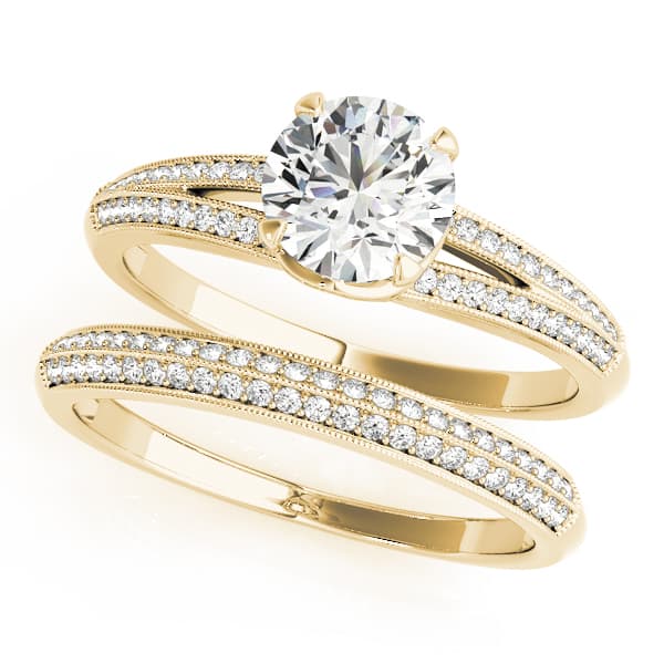 Multi-Row Engagement Ring, style 50542, On hand view in yellow gold