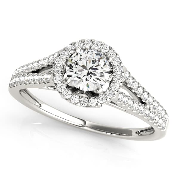 Split Shank Round Halo Engagement Ring — style 50545 in 10k White Gold