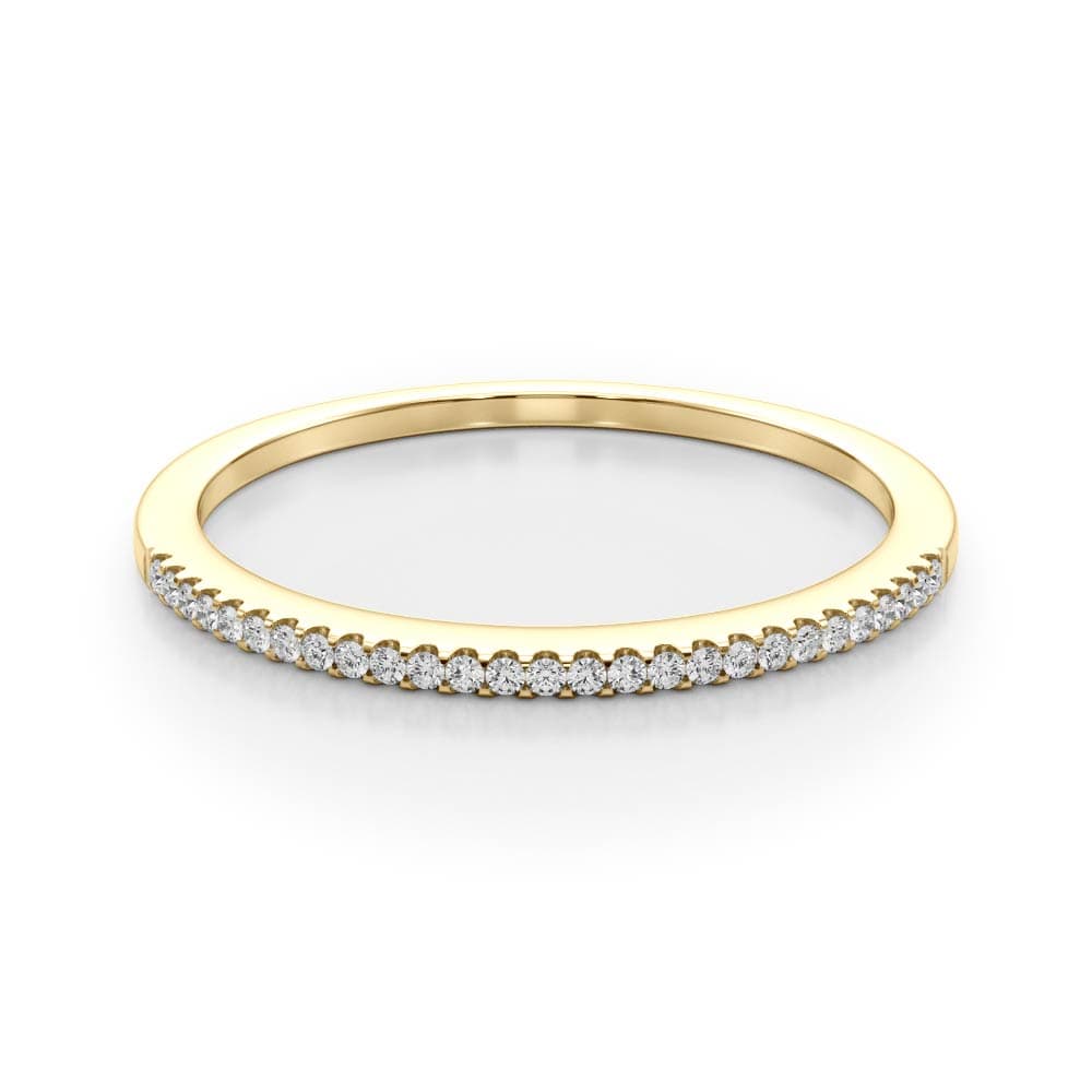 Shared Prong Wedding Band (0.08 ct. tw.), On hand view in yellow gold