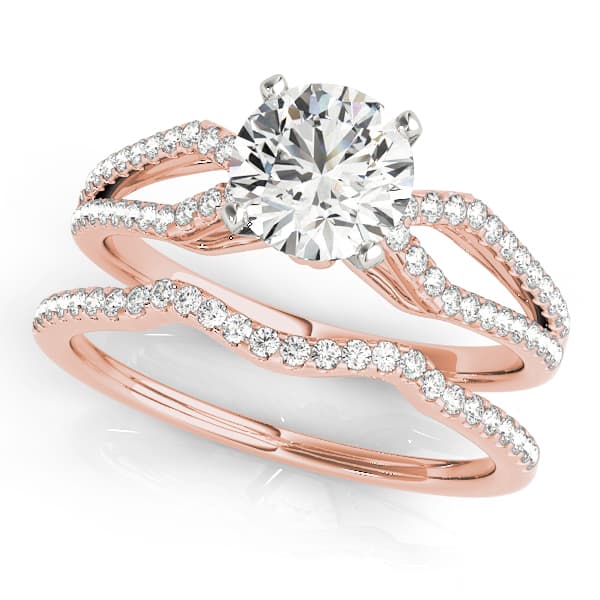 Multi-Row Engagement Ring, style 50555, On hand view in rose gold