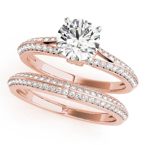 Multi-Row Engagement Ring, style 50562, On hand view in rose gold