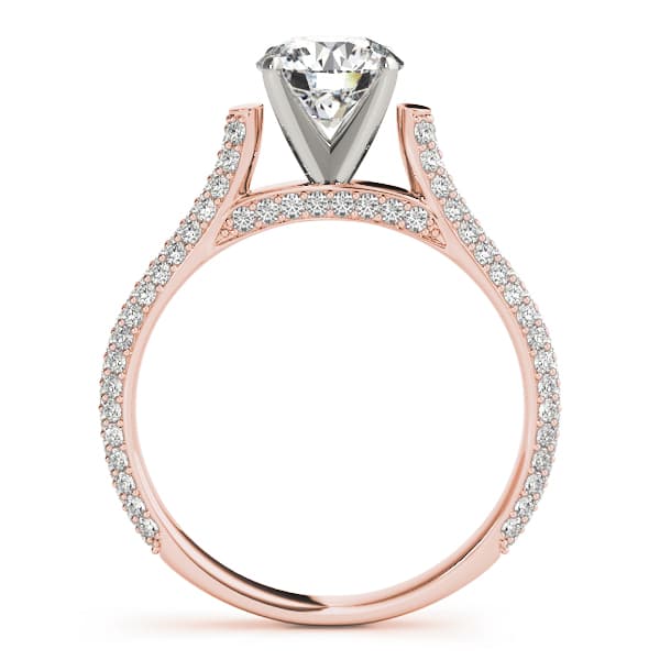 Multi-Row Pavé Hidden Halo Engagement Ring, style 50604, Side view in rose gold