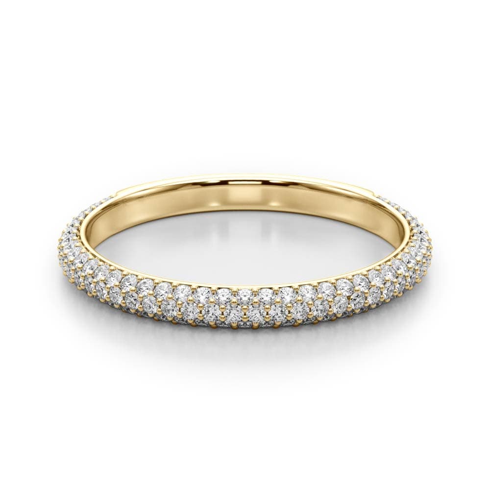 Multi-Row Pavé Wedding Bands (0.43 ct. tw.), On hand view in yellow gold