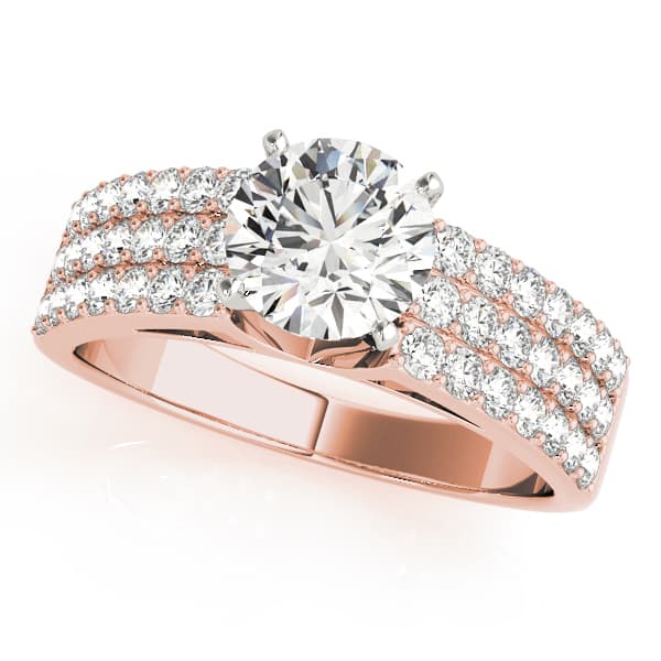 Multi-Row Engagement Ring, style 50625, Front view in rose gold