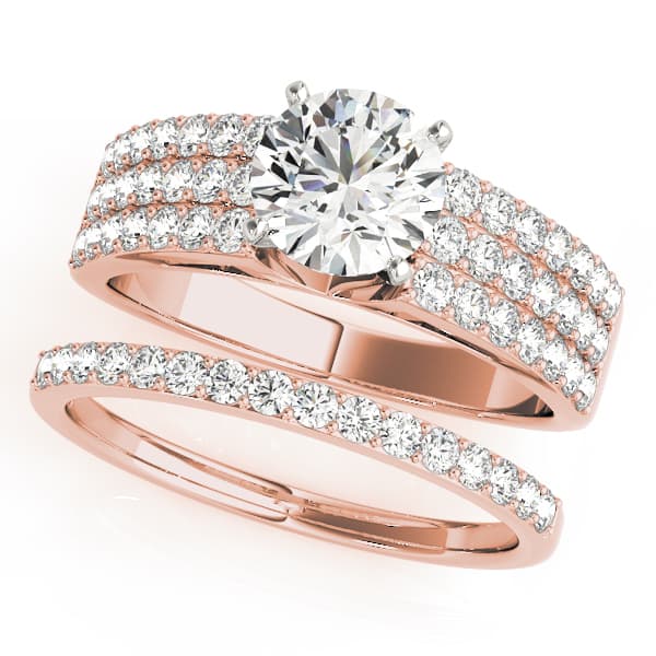 Multi-Row Engagement Ring, style 50625, On hand view in rose gold