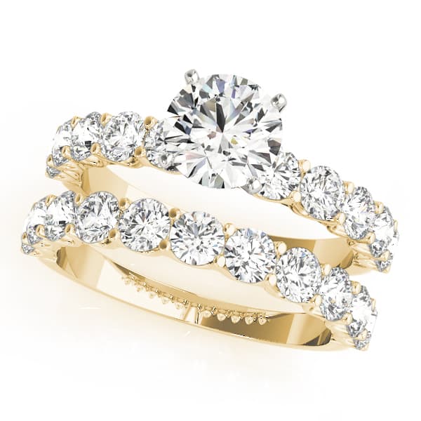 Single Row Diamond Engagement Ring, style 50631, On hand view in yellow gold