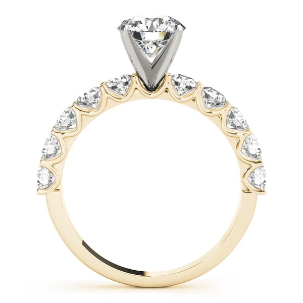 Single Row Diamond Engagement Ring, style 50631, Side view in yellow gold