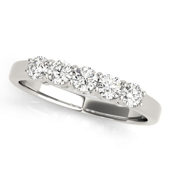 5-Stone Shared-Prong Wedding Band — .05 CT — View 1